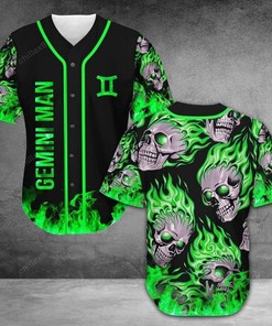 Zodiac Gemini Skull Fire Personalized 3d Baseball Jersey kv