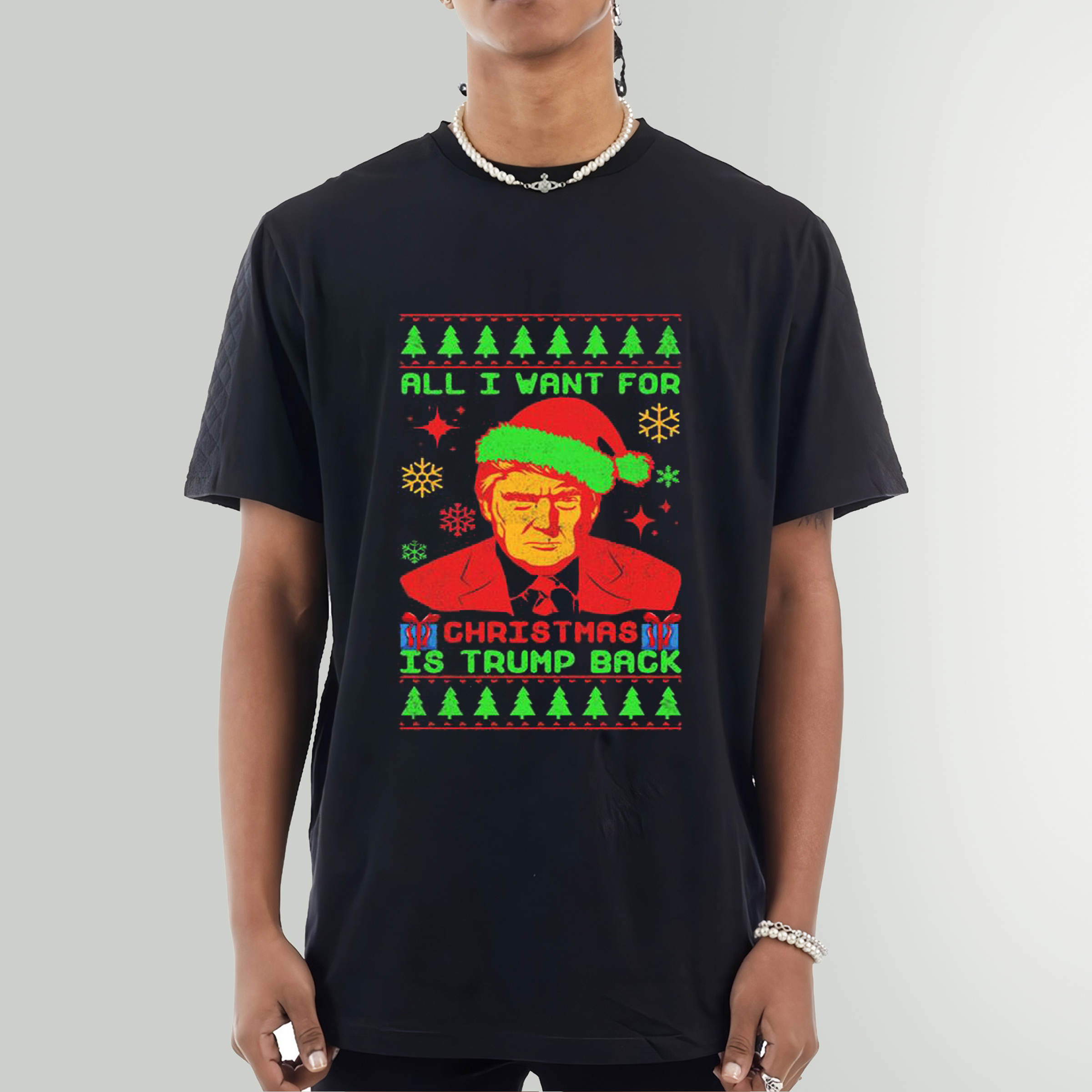 All I Want For Christmas Is Trump Back Vintage Style Ugly Christmas Sweatshirt - Fan Gift