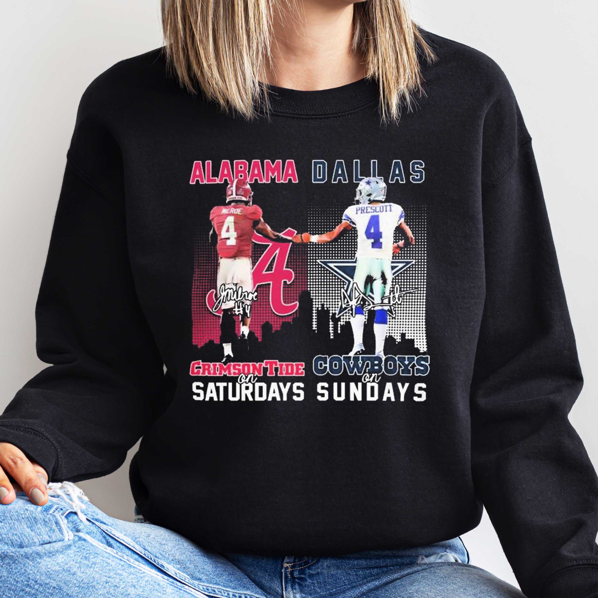 Jalen Milroe Alabama Crimson Tide Dak Prescott Dallas Cowboys Signatures Shirt - Perfect for Fan