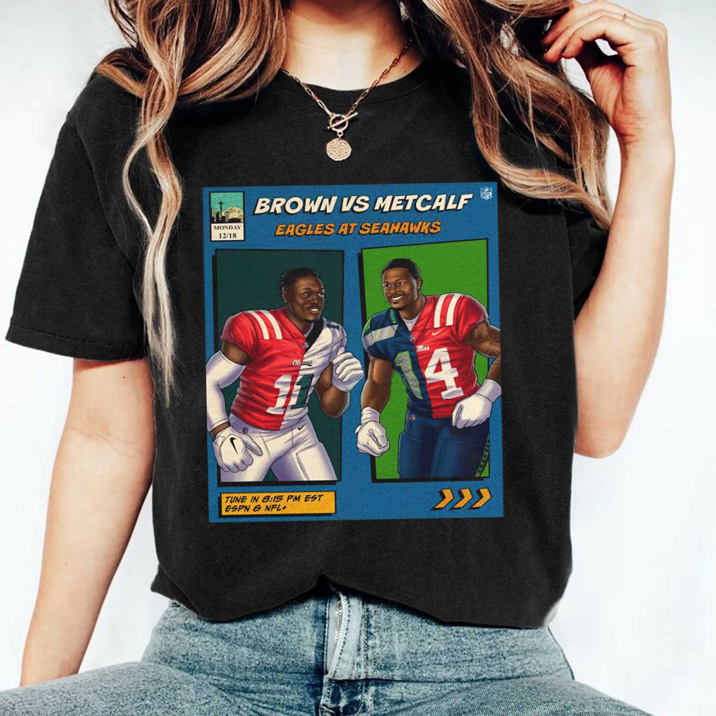 Philadelphia Eagles vs Seahawks Brown vs Metcalf NFL 2023 MNF Game Shirt - Fan Gift