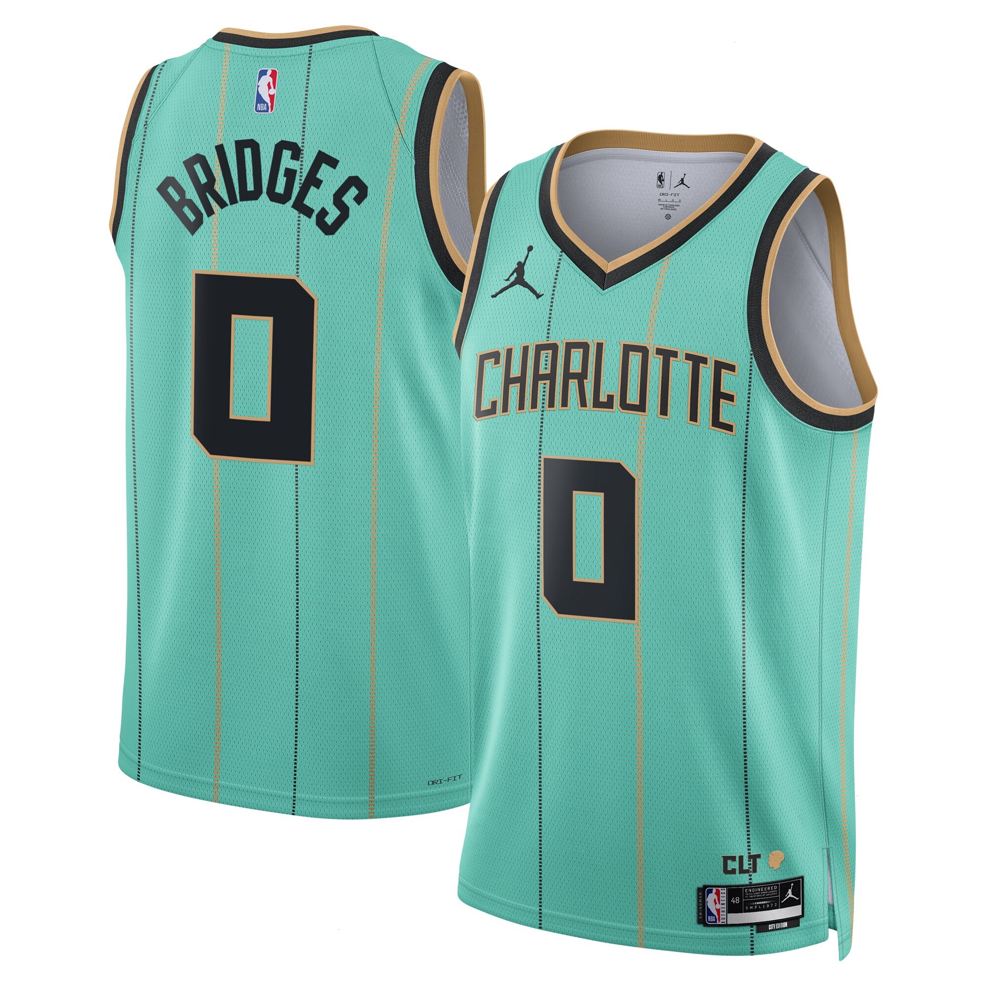 Charlotte Hornets Jordan Brand City Edition Swingman Jersey 2024 - Teal - Miles Bridges - Unisex