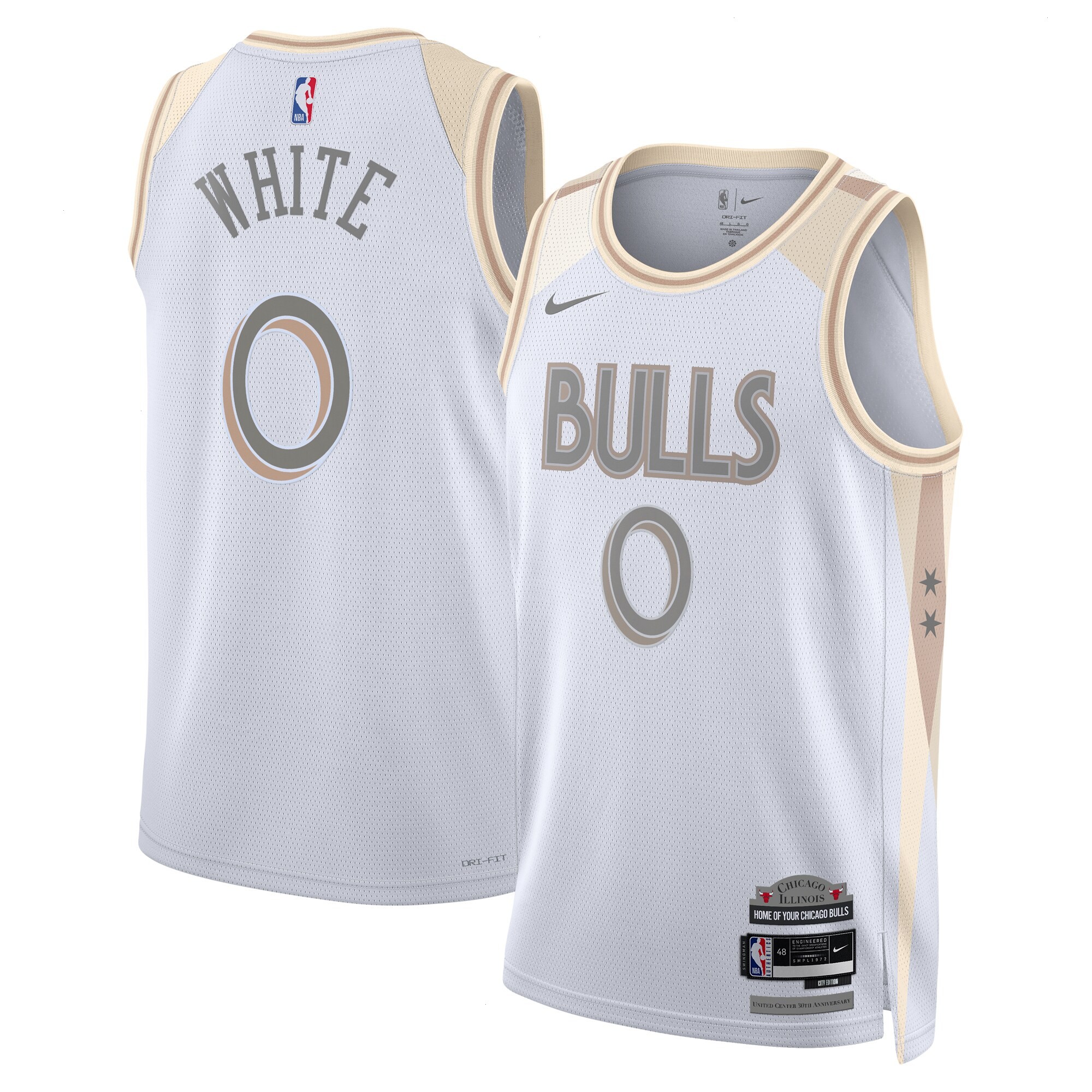Chicago Bulls Nike City Edition Swingman Jersey 2024 - White - Coby White - Unisex