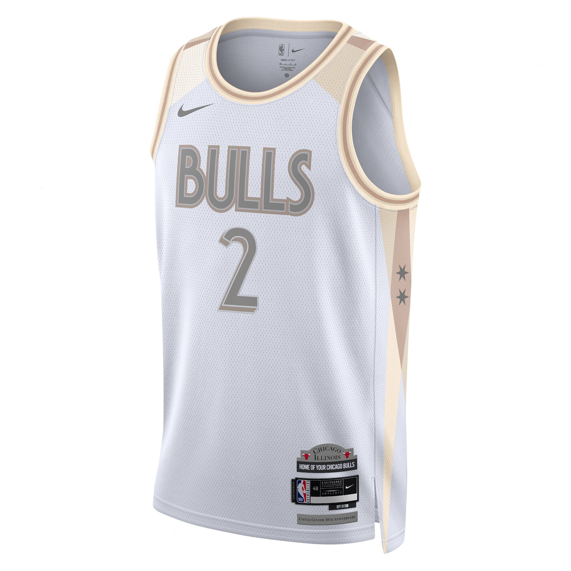Chicago Bulls Nike City Edition Swingman Jersey 2024 - White - Lonzo Ball - Unisex