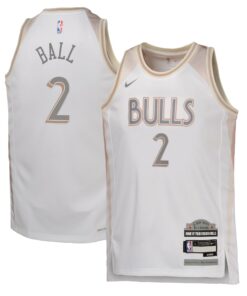 Chicago Bulls Nike City Edition Swingman Jersey 2024 - White - Lonzo Ball - Youth