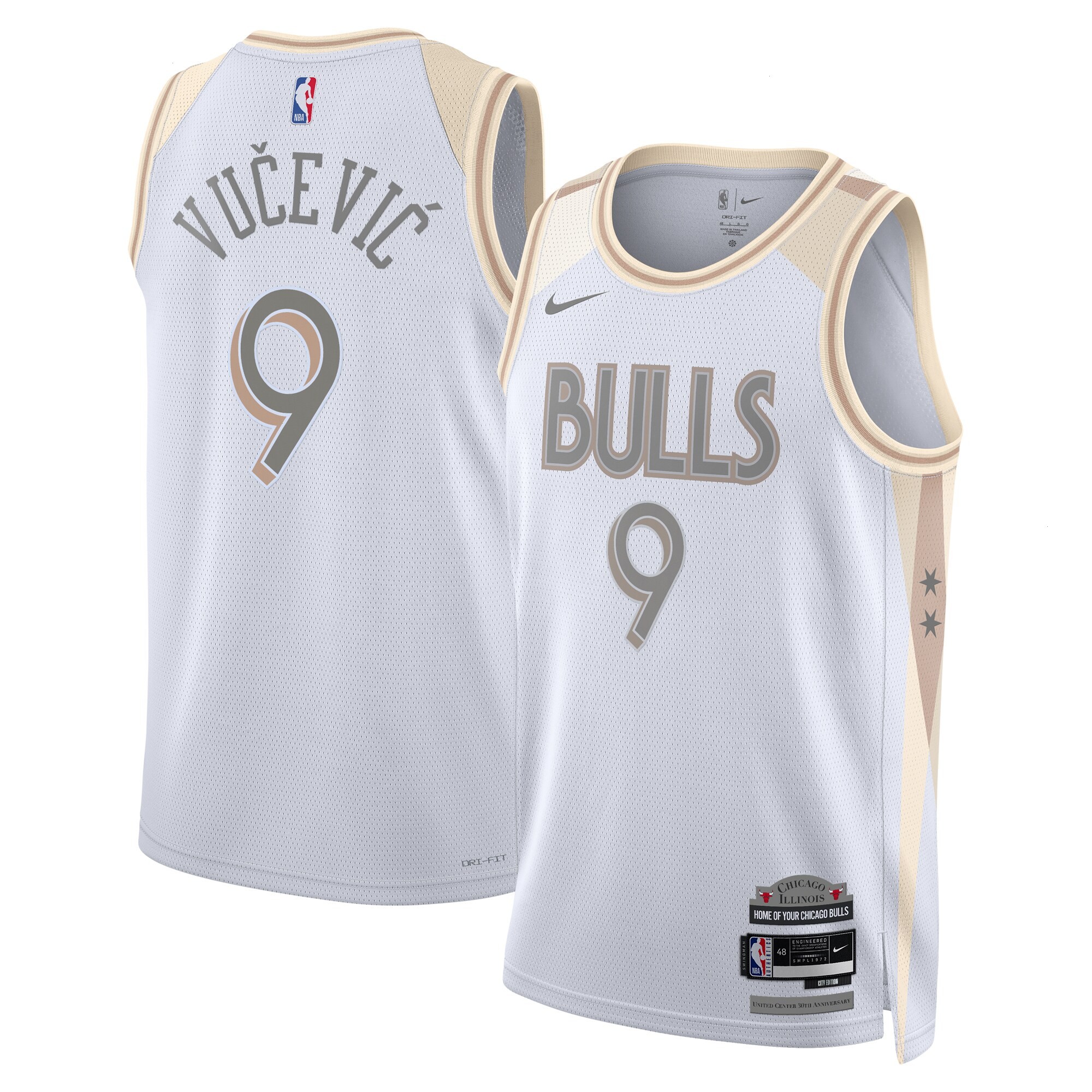 Chicago Bulls Nike City Edition Swingman Jersey 2024 - White - Nikola Vucevic - Unisex