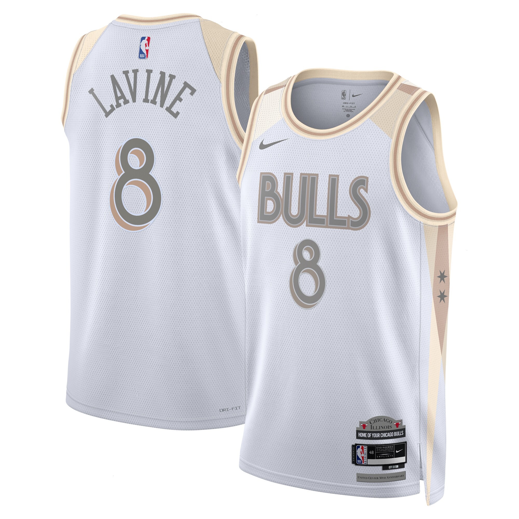 Chicago Bulls Nike City Edition Swingman Jersey 2024 - White - Zach LaVine - Unisex