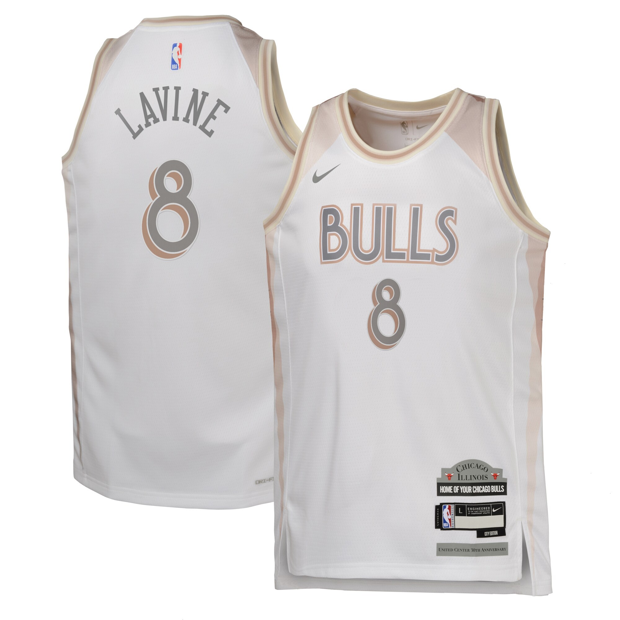 Chicago Bulls Nike City Edition Swingman Jersey 2024 - White - Zach Lavine - Youth
