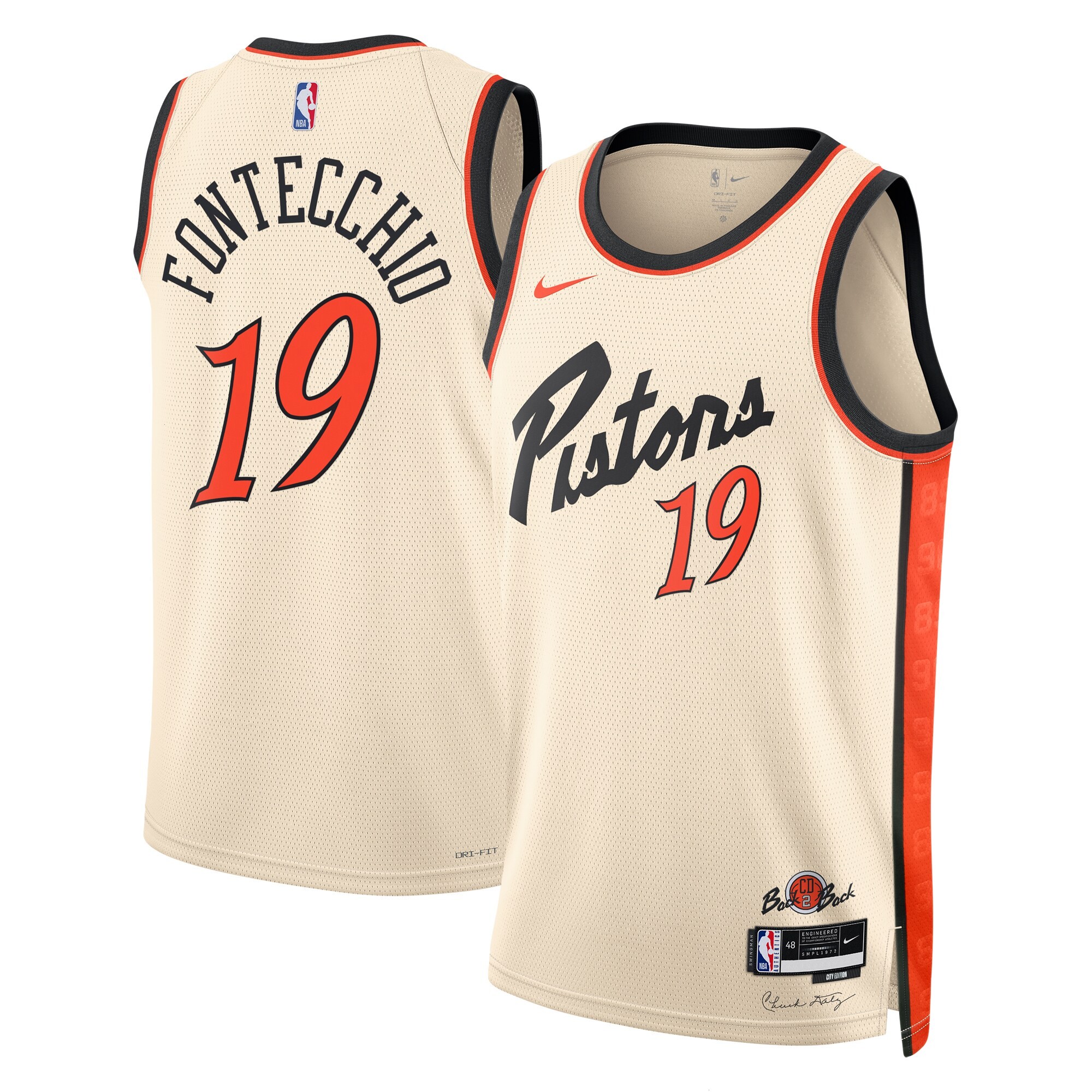 Detroit Pistons Nike City Edition Swingman Jersey 2024 - Creme - Simone Fontecchio - Unisex