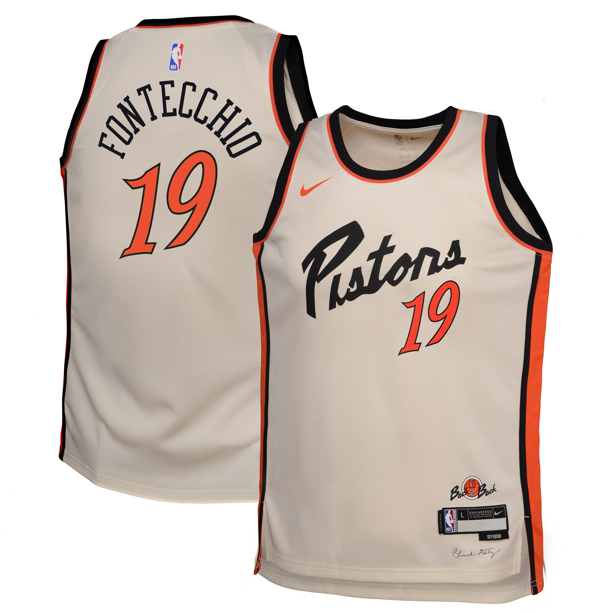 Detroit Pistons Nike City Edition Swingman Jersey 2024 - Creme - Simone Fontecchio - Youth