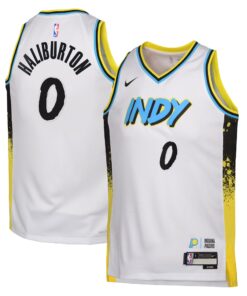 Indiana Pacers Nike City Edition Swingman Jersey 2024 - White - Tyrese Haliburton - Youth