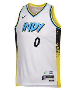 Indiana Pacers Nike City Edition Swingman Jersey 2024 - White - Tyrese Haliburton - Youth
