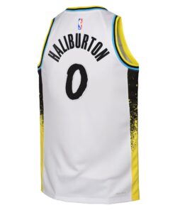 Indiana Pacers Nike City Edition Swingman Jersey 2024 - White - Tyrese Haliburton - Youth