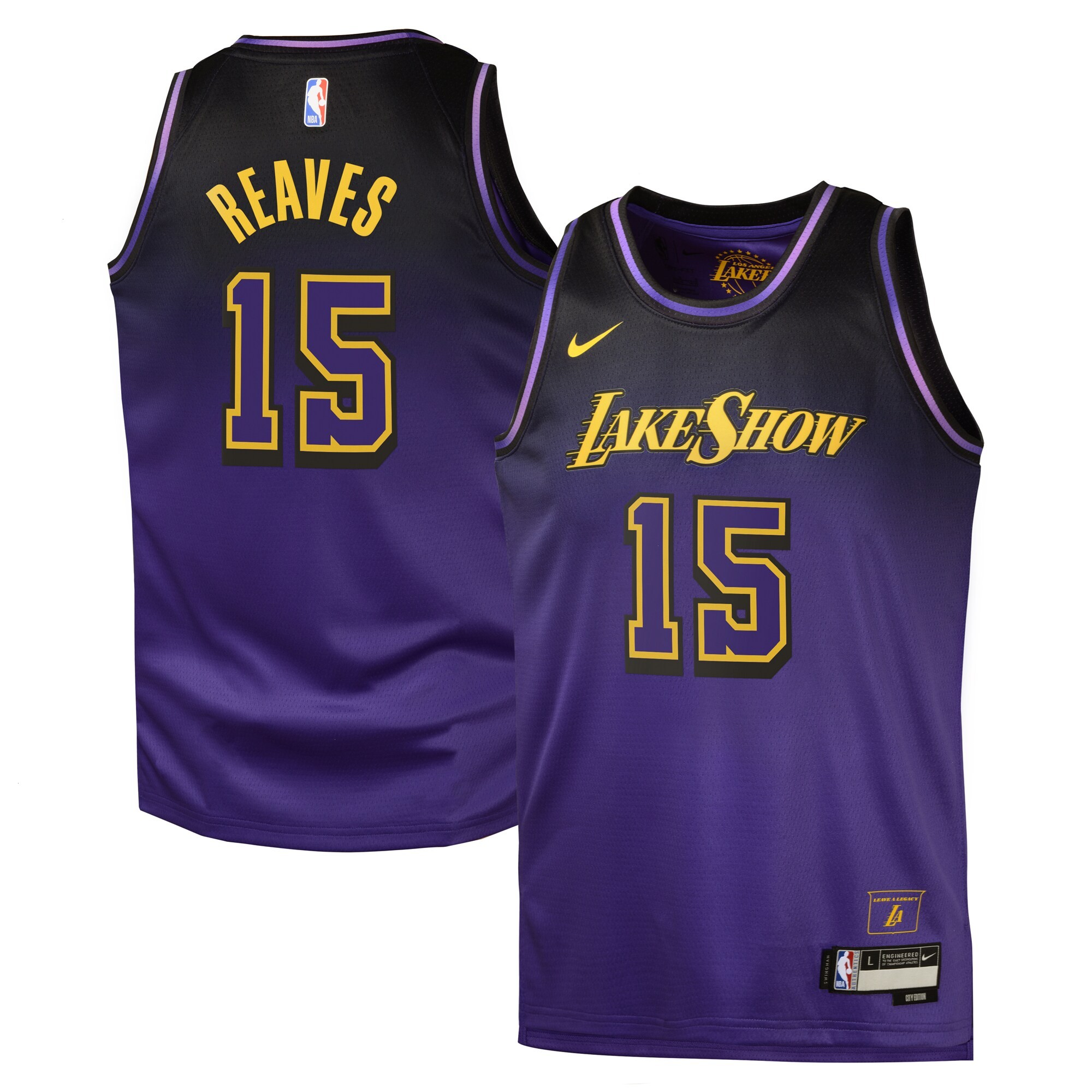 Los Angeles Lakers Nike City Edition Swingman Jersey 2024 - Purple - Austin Reaves - Youth