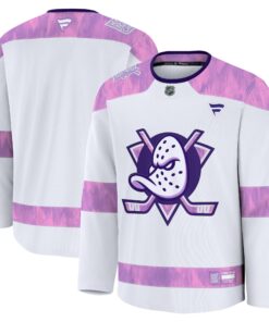 Men's Anaheim Ducks Fanatics White 2024 Hockey Fights Cancer Practice Jersey
