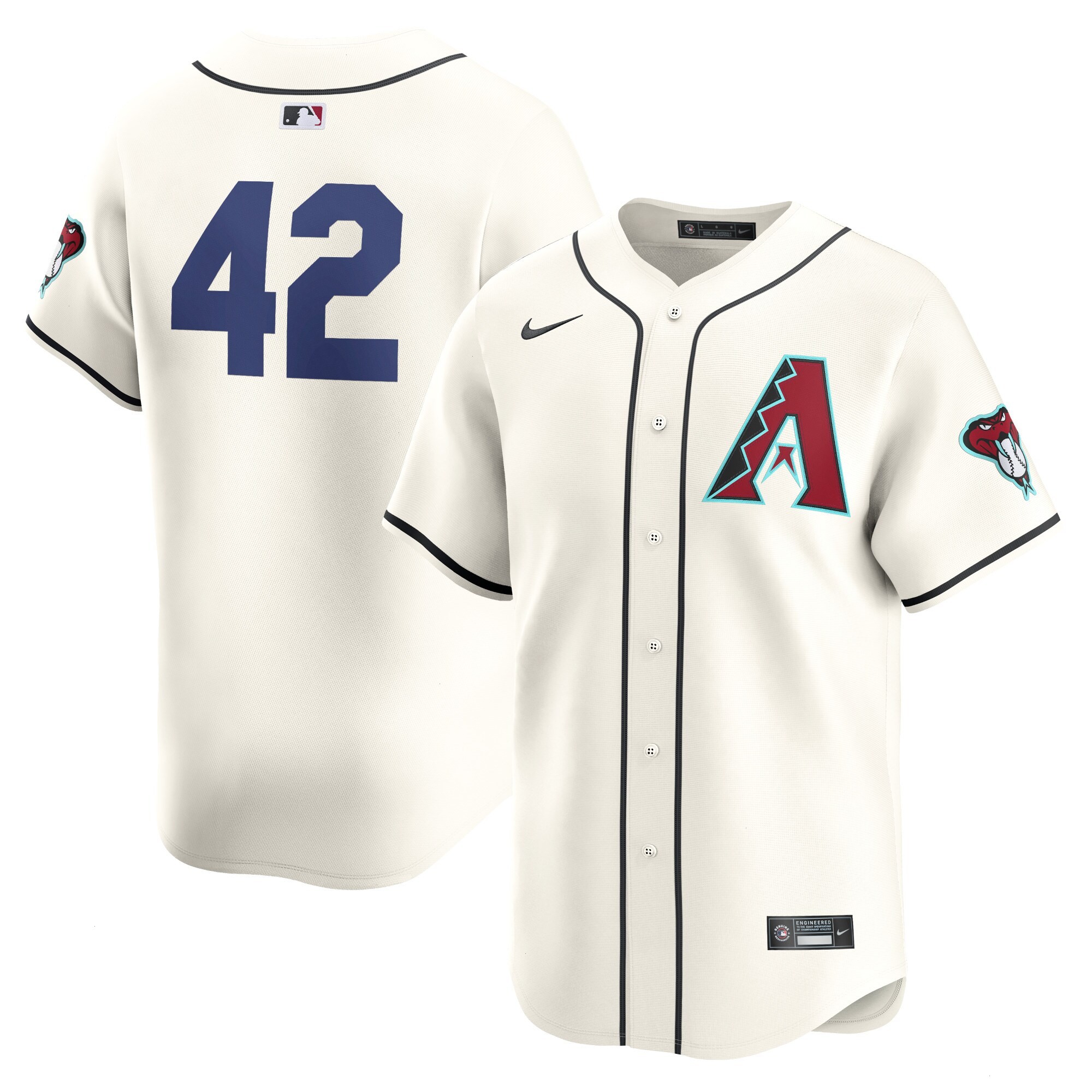 Men's Arizona Diamondbacks Nike White 2024 Jackie Robinson Day Home Limited Jersey