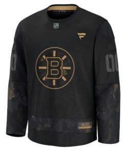 Men's Boston Bruins Fanatics Black 2024 Military Appreciation Personalized Long Sleeve Practice Jersey