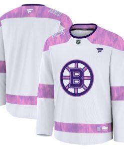 Men's Boston Bruins Fanatics White 2024 Hockey Fights Cancer Practice Jersey