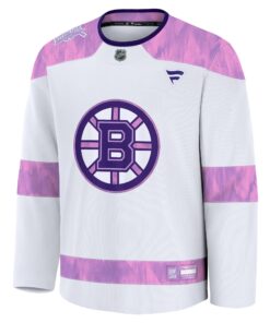 Men's Boston Bruins Fanatics White 2024 Hockey Fights Cancer Practice Jersey