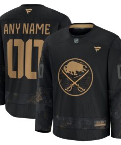 Men's Buffalo Sabres Fanatics Black 2024 Military Appreciation Personalized Long Sleeve Practice Jersey