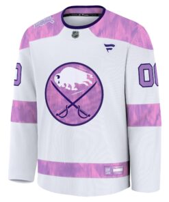 Men's Buffalo Sabres Fanatics White 2024 Hockey Fights Cancer Custom Practice Jersey