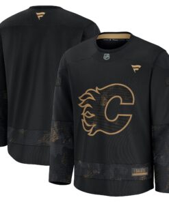 Men's Calgary Flames Fanatics Black 2024 Military Appreciation Practice Jersey