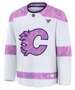 Men's Calgary Flames Fanatics White 2024 Hockey Fights Cancer Practice Jersey