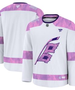 Men's Carolina Hurricanes Fanatics White 2024 Hockey Fights Cancer Practice Jersey
