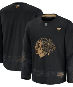 Men's Chicago Blackhawks Fanatics Black 2024 Military Appreciation Practice Jersey