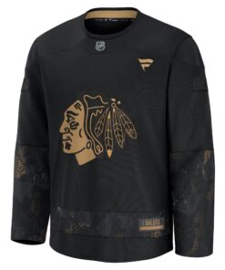 Men's Chicago Blackhawks Fanatics Black 2024 Military Appreciation Practice Jersey