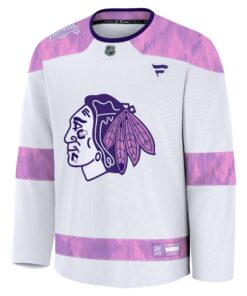 Men's Chicago Blackhawks Fanatics White 2024 Hockey Fights Cancer Practice Jersey
