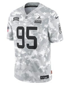 Men's Cleveland Browns Myles Garrett Nike Arctic Camo 2024 Salute to Service Limited Jersey