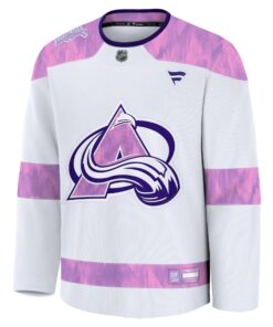 Men's Colorado Avalanche Fanatics White 2024 Hockey Fights Cancer Practice Jersey