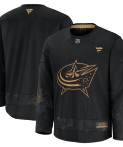 Men's Columbus Blue Jackets Fanatics Black 2024 Military Appreciation Practice Jersey