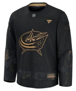Men's Columbus Blue Jackets Fanatics Black 2024 Military Appreciation Practice Jersey