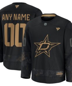 Men's Dallas Stars Fanatics Black 2024 Military Appreciation Personalized Long Sleeve Practice Jersey