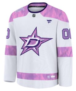 Men's Dallas Stars Fanatics White 2024 Hockey Fights Cancer Custom Practice Jersey