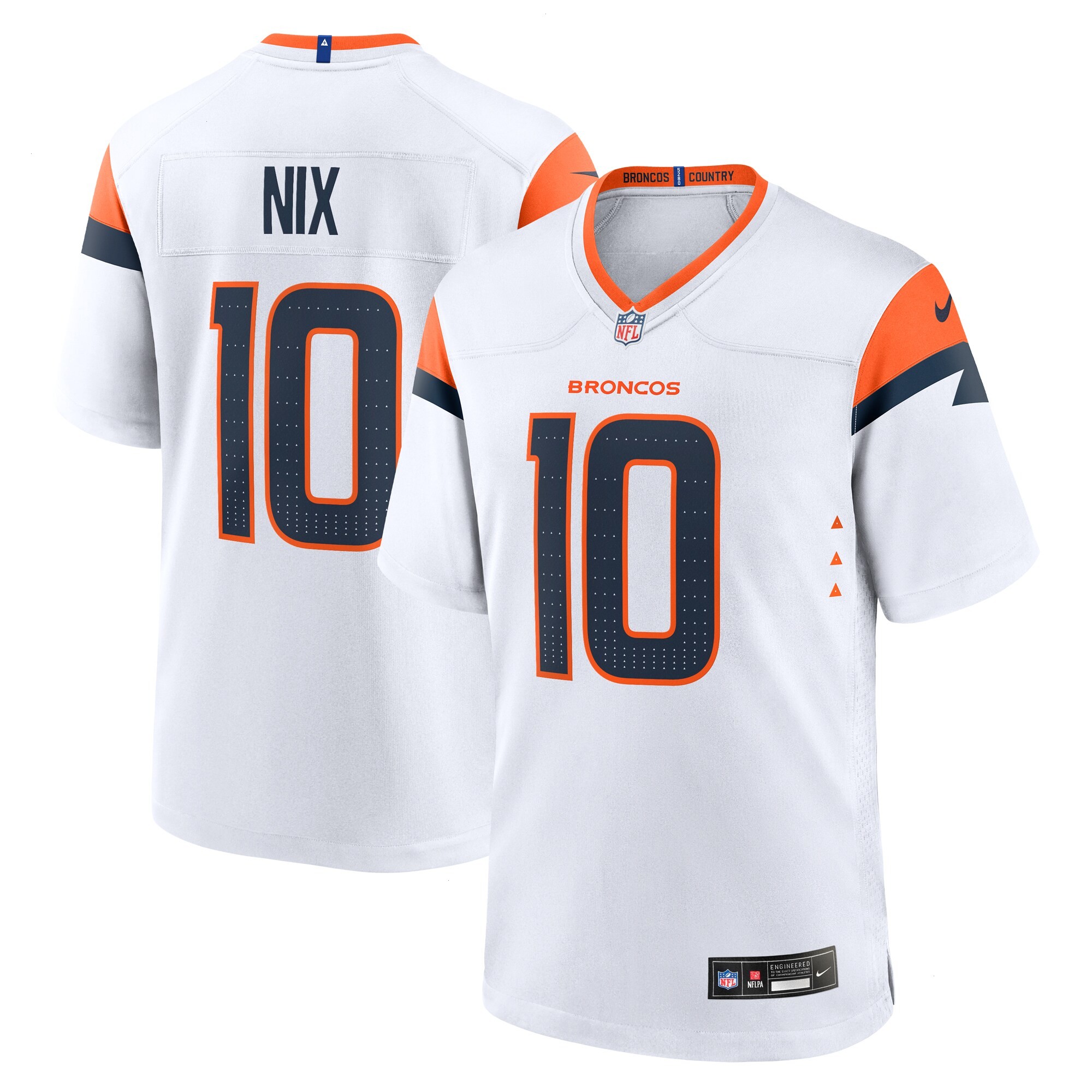 Men's Denver Broncos Bo Nix Nike White Game Jersey