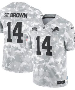 Men's Detroit Lions Amon-Ra St. Brown Nike Arctic Camo 2024 Salute to Service Limited Jersey