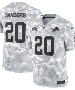 Men's Detroit Lions Barry Sanders Nike Arctic Camo 2024 Salute to Service Retired Player Limited Jersey