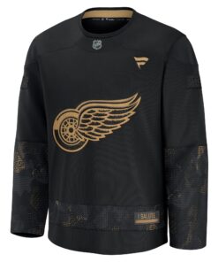 Men's Detroit Red Wings Fanatics Black 2024 Military Appreciation Practice Jersey