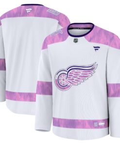 Men's Detroit Red Wings Fanatics White 2024 Hockey Fights Cancer Practice Jersey
