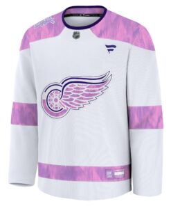 Men's Detroit Red Wings Fanatics White 2024 Hockey Fights Cancer Practice Jersey