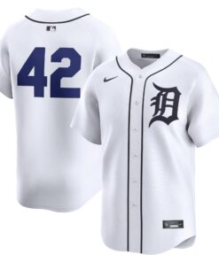 Men's Detroit Tigers Nike White 2024 Jackie Robinson Day Home Limited Jersey