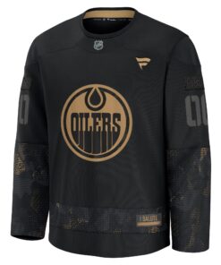 Men's Edmonton Oilers Fanatics Black 2024 Military Appreciation Personalized Long Sleeve Practice Jersey