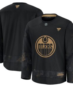 Men's Edmonton Oilers Fanatics Black 2024 Military Appreciation Practice Jersey