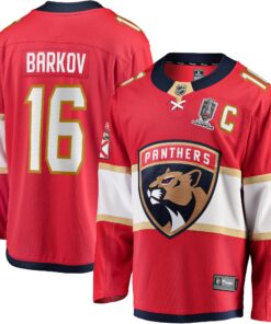 Men's Florida Panthers Aleksander Barkov Fanatics Red Home 2024 Stanley Cup Champions Breakaway Player Jersey