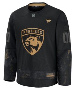Men's Florida Panthers Fanatics Black 2024 Military Appreciation Personalized Long Sleeve Practice Jersey
