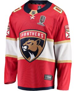 Men's Florida Panthers Fanatics Red Home 2024 Stanley Cup Champions Breakaway Custom Jersey
