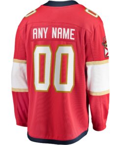 Men's Florida Panthers Fanatics Red Home 2024 Stanley Cup Champions Breakaway Custom Jersey