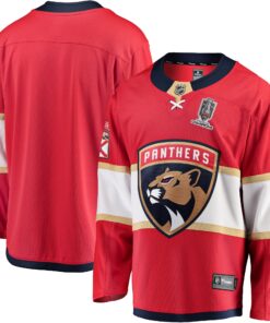Men's Florida Panthers Fanatics Red Home 2024 Stanley Cup Champions Breakaway Jersey